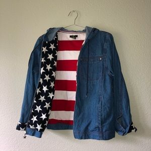 Vintage American Flag Theme Jean Jacket